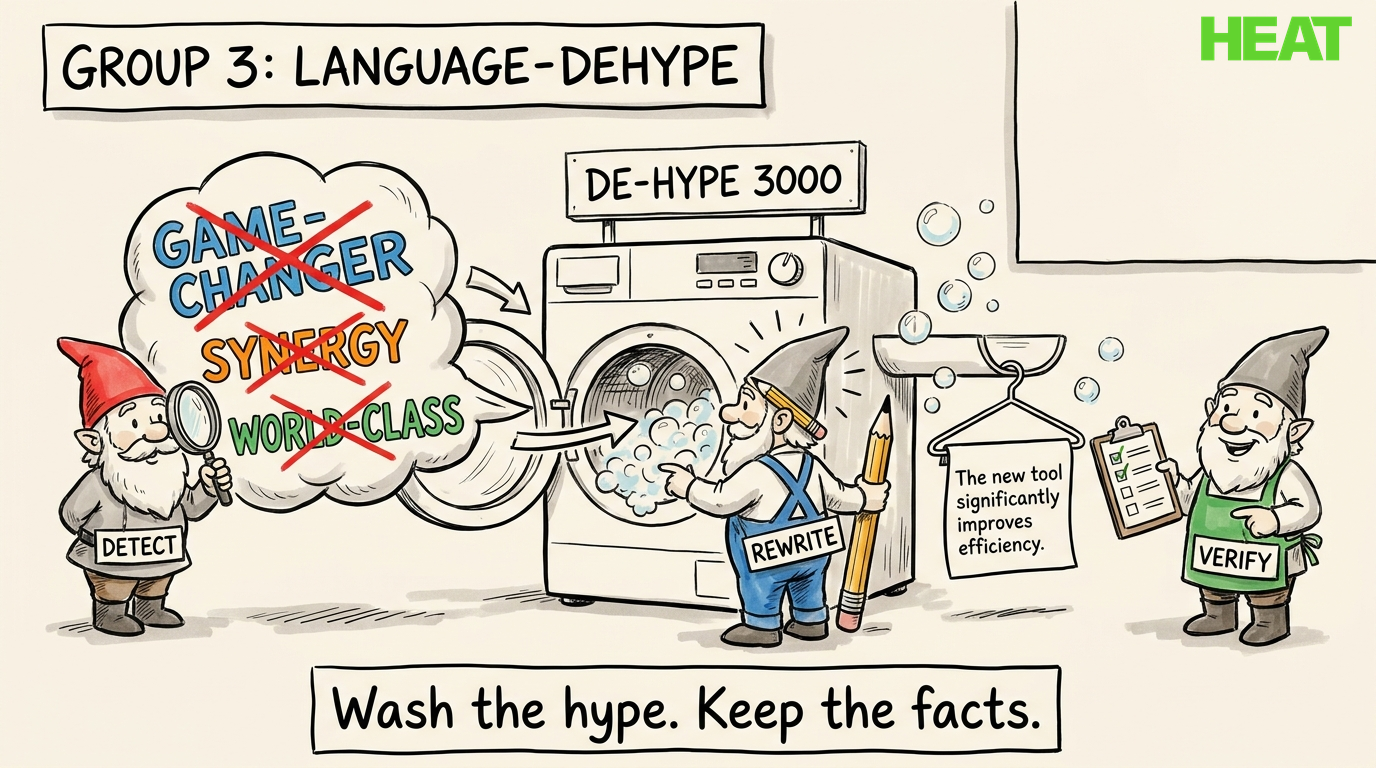 The De-Hype 3000 washing machine with detect, rewrite and verify gnomes
